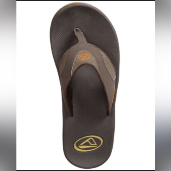 REEF Men's Fanning Flip Flops With Bottle Opener Sandal Brown/Gum Size 11 - Picture 1 of 14